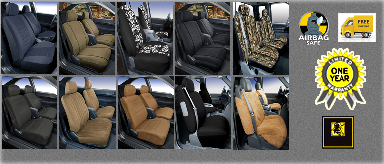 Different truck seat cover fabrics from Saddleman. Saddle Blanket, Canvas, Suede, Microfiber, Sheepskin,Neoprene and camoflauge seat covers.